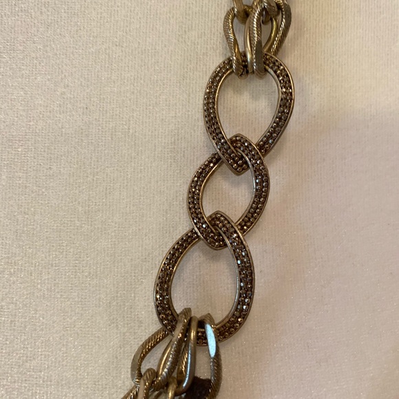 BEAUTIFUL 3 CHAIN BRUSHED GOLD NECKLACE w/ Adjustable Clasp - Picture 3 of 10